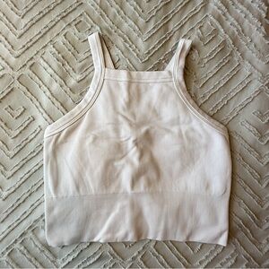 Athleta Off White Ribbed Cropped Tank | S